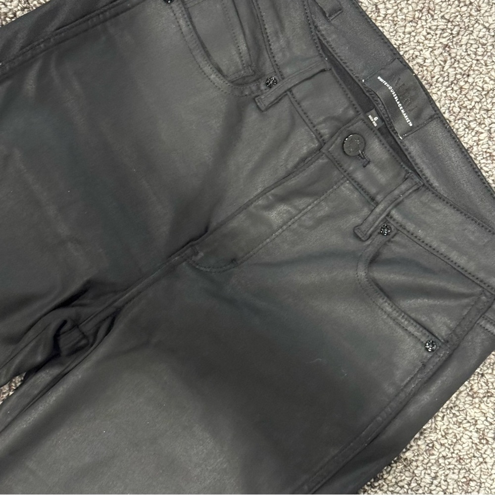 White House Black Market Black Embroidered Faux-Leather Skinny Pants - Picture 8 of 13